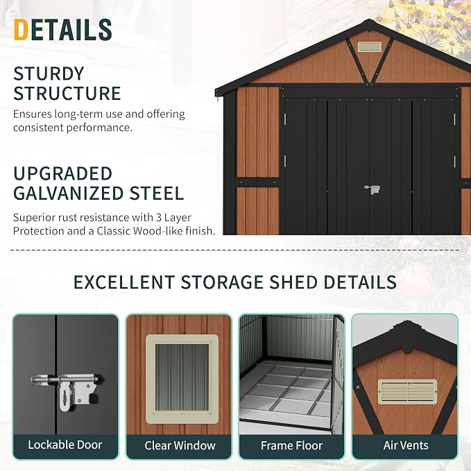 10x12 Ft Outdoor Storage Shed, Extra Large Metal Shed - Image 8