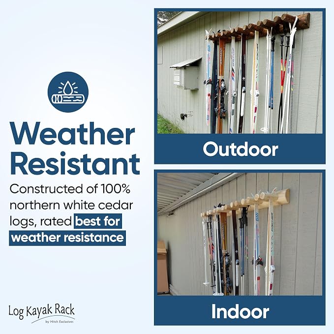 14-Place Log Ski Rack Wall Mount, Indoor Ski Storage Rack - Image 5