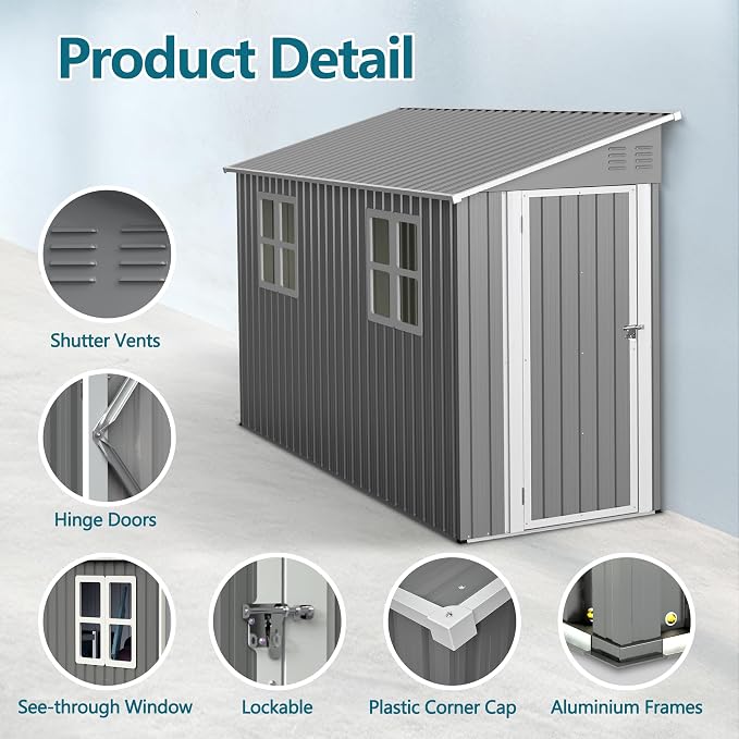 4x10 Ft Outdoor Metal Shed, Heavy-Duty Storage Shed - Image 5