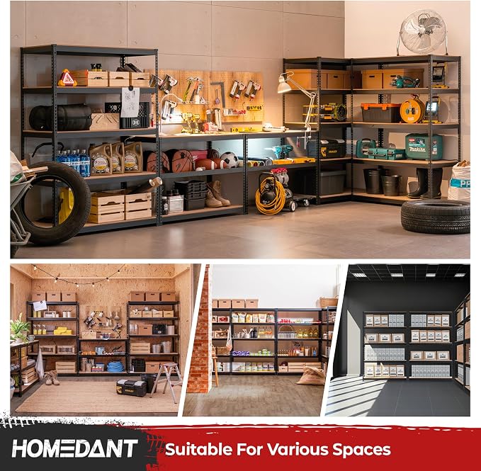 HOMEDANT 5 Tier Laminated Boltless Heavy Duty Garage Storage Adjustable Wide - Image 9