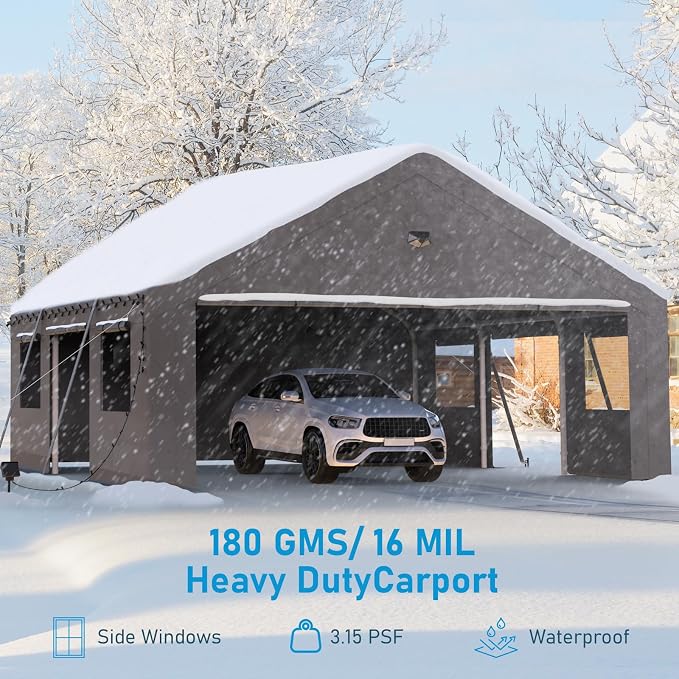 20x20 Carport, Heavy Duty Carport Canopy Garage - Image 7