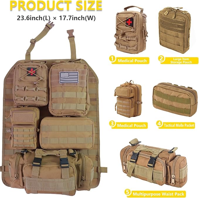 Universal Tactical Seat ​Back Organizer Vehicle Molle Panel Organizer Storage - Image 4