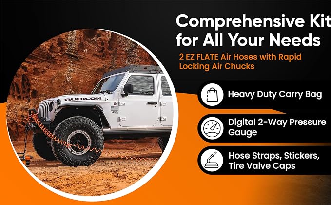 EZ FLATE 4 Tire Hose System | Heavy Duty | Truck or Car Tires | UTV Side By - Image 3