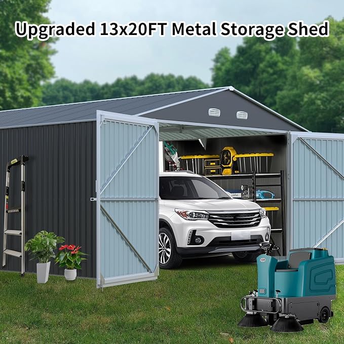 KUIKUI Shed 20x13 FT, Metal Shed Without Floor, Outdoor Storage Shed - Image 6