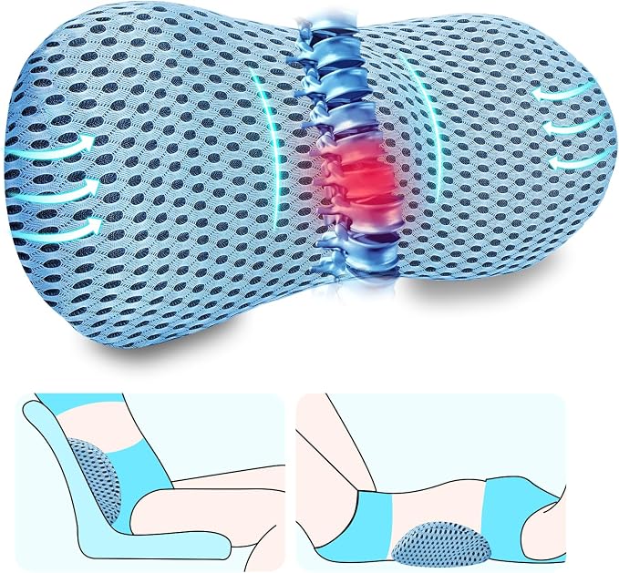Lumbar Support Pillow Ergonomic Memory Foam, Relieve Back Pain, CMFY Breathable by kasney