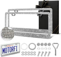 2 Pack Silver Bling License Plate Frames by MotorFi