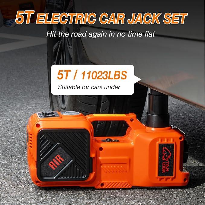 Electric Car Jack Kit with Hydraulic Lift 5-Ton, Tire Inflator & Impact Wrench - Image 3