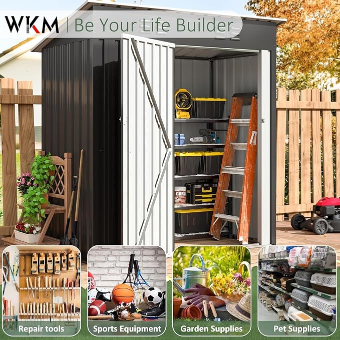 WKM 5X3 FT Outdoor Storage Shed, Utility Metal Tool Storage - Image 5