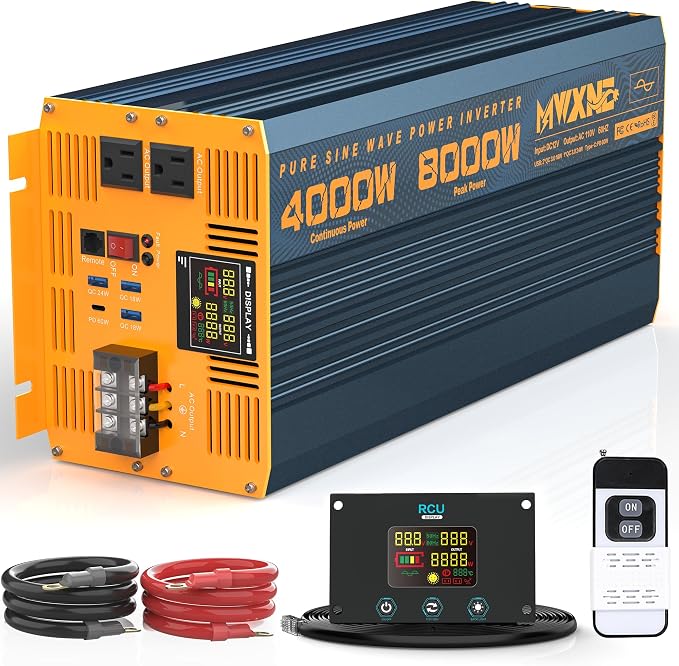 4000W Pure Sine Wave Power Inverter DC 12V to AC 110V 120V by MWXNE