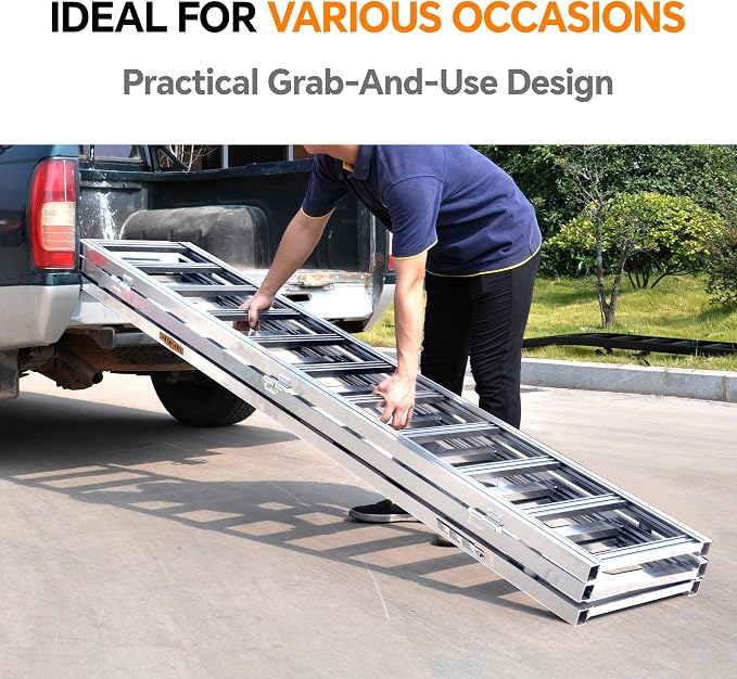 Rockland Tri-Fold Aluminum Loading Ramp, 1500 LBS Loading Capacity, Portable - Image 7