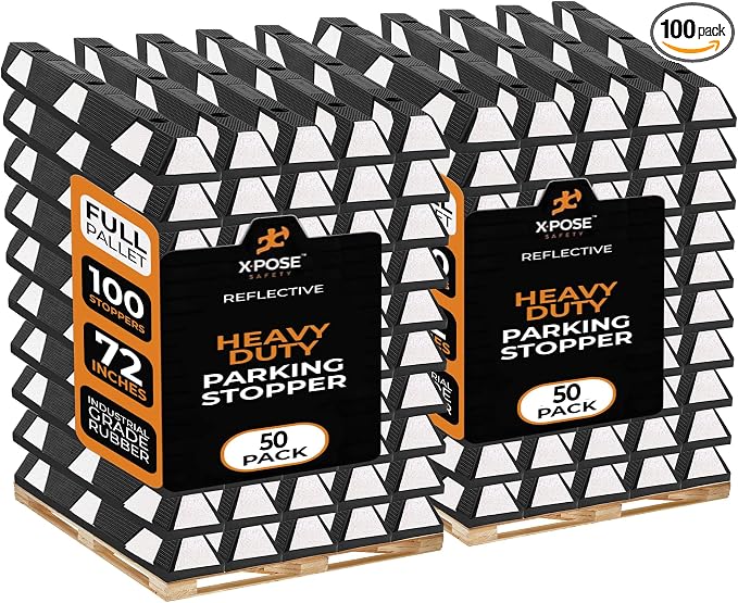 Xpose Safety 72" Heavy Duty Rubber Parking Stopper – Bulk 2 Full Pallets 100 by XposeSafety