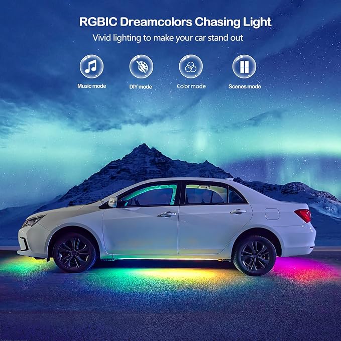 Underglow Car Lights, 252 LEDs RGBIC 4 pcs Dream Color Dancing Chasing Strip - Image 2
