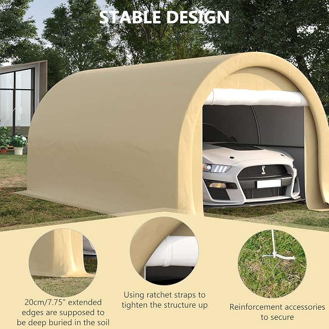 Outsunny 10' x 16' Carport, Heavy Duty Portable Garage Storage Tent - Image 4
