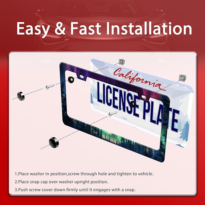 Personalized License Plate Frame Aurora Forest Stainless Steel Accessory Starry - Image 4
