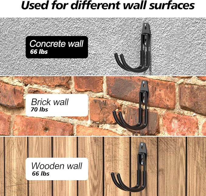 4 Pack 5.5x4.1 inch J Heavy Duty Garage Hooks, Solid Steel Wall Mount Hangers - Image 5