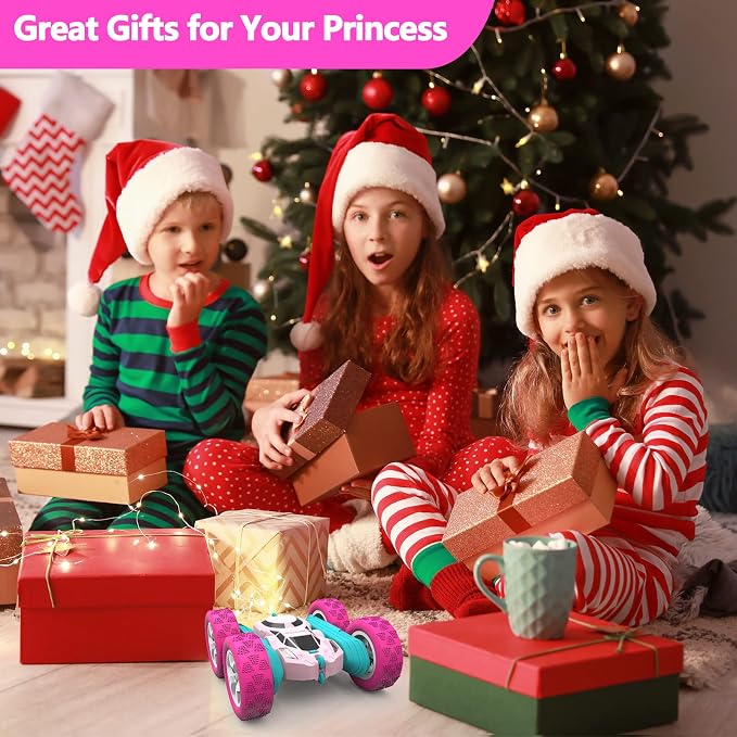 Remote Control Car for Girls Pink RC Car Double Sided 360°Flip Stunt Car - Image 8