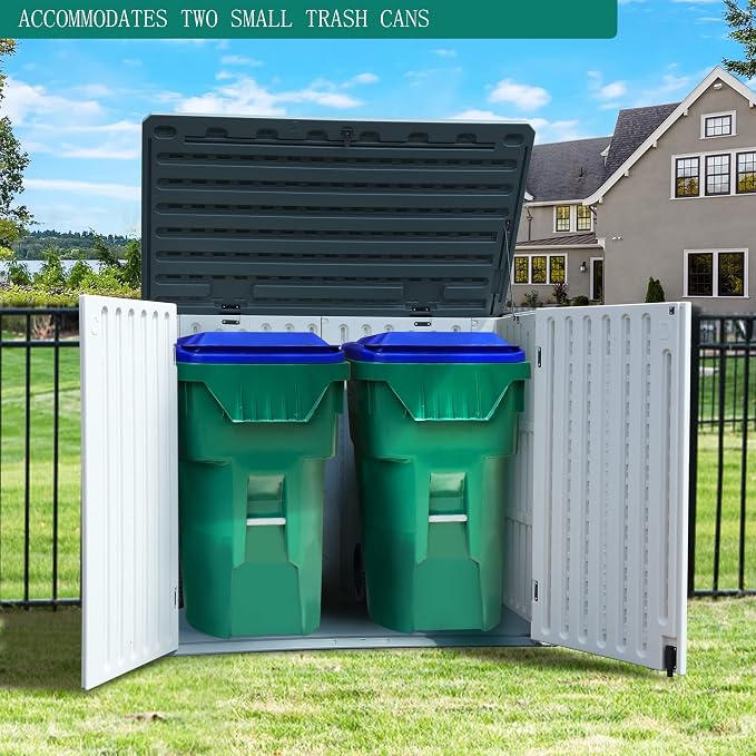 YITAHOME Outdoor Horizontal Storage Sheds w/o Shelf, 35 Cu Ft Lockable Resin - Image 6