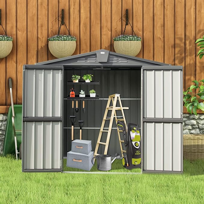 Domi Outdoor Storage Shed 6.5' x 4.2', Metal Waterproof Tool Shed Utility - Image 5