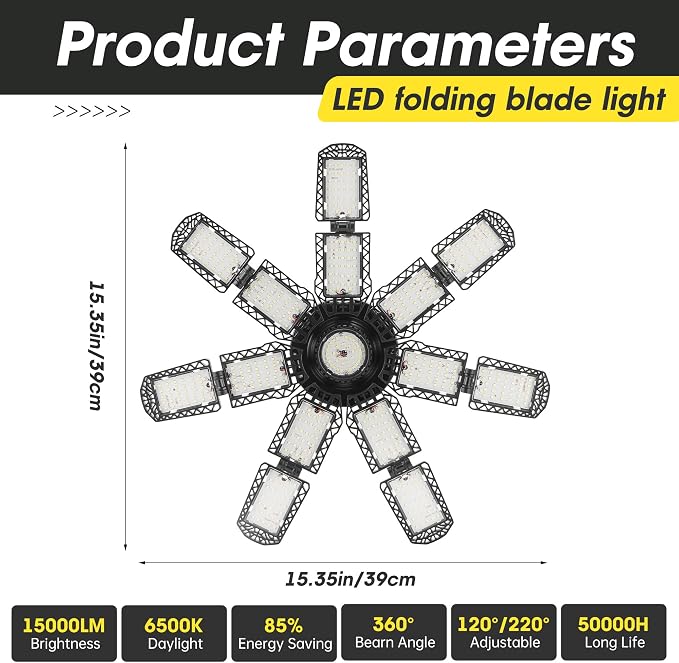 LED Garage Light, Super Bright Screw in E26/E27 Ceiling Shop Work Lamp - Image 3