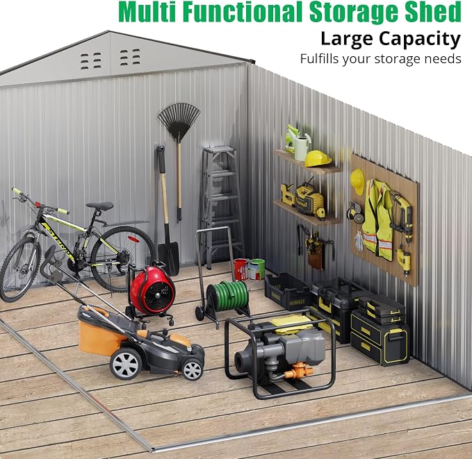 Outdoor Storage Shed 8 x 12 Ft, Outdoor Tool Metal Shed - Image 4