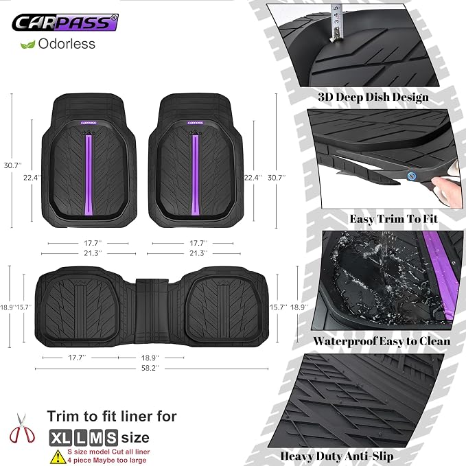 CAR PASS Tire Tread DeepDish Rubber Floor Mats - Image 2