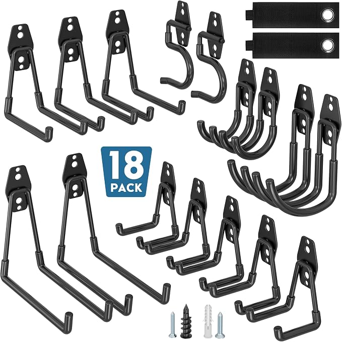 BONTEC Heavy Duty Garage Hooks, Anti-Slip Coated Black Steel by BONTEC