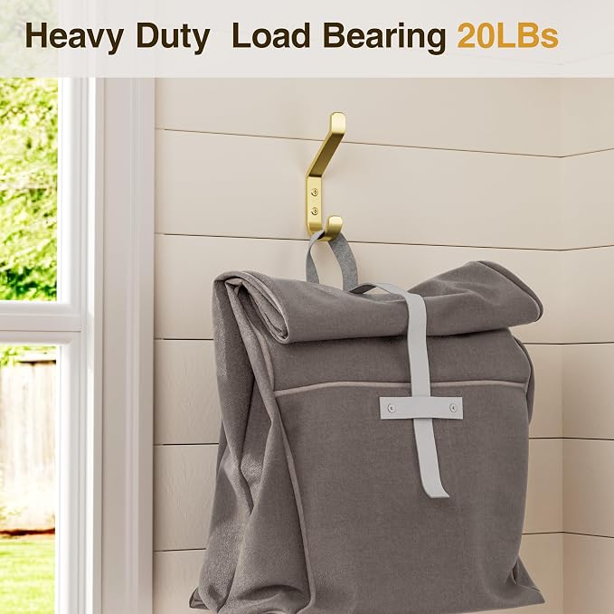 Coat Hooks Wall Mount for Hanging: 20LB Sturdy Hanger for Backpack, for Closet - Image 2