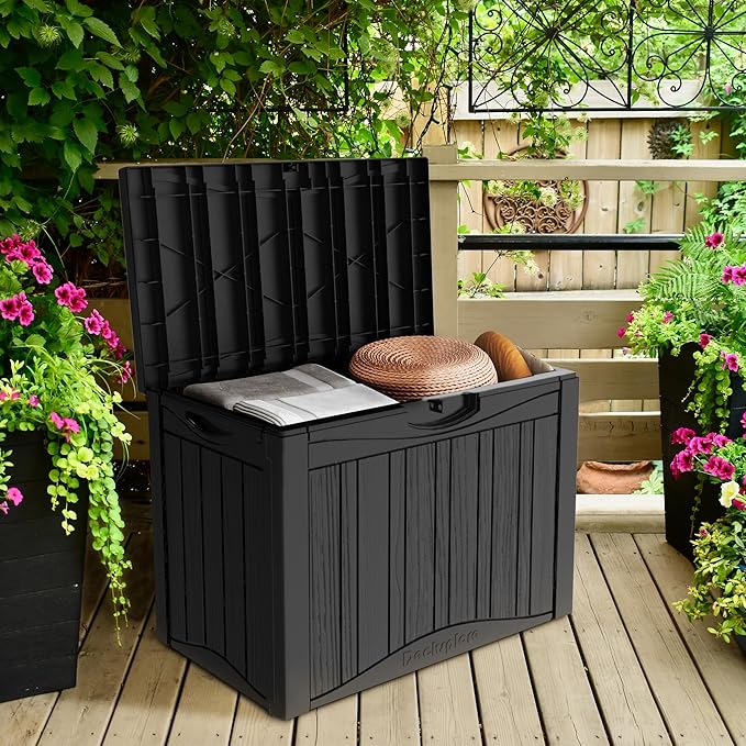 50 Gallon Lockable Resin Deck Box, Waterproof & UV-Resistant Outdoor Storage Box - Image 5