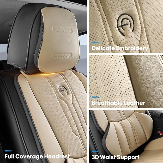 AOOG Front Seat Covers, Car Seat Covers Front Seats, Leather Seat Covers - Image 3