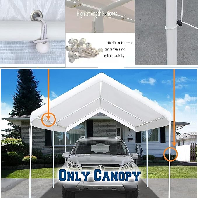 10' x20' Upgraded Carport Replacement Canopy Cover - Image 4