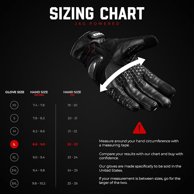 J.A.G. Leather Motorcycle Gloves - Image 7