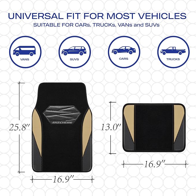 Skechers Car Floor Mats, Waterproof Universal Fit Car Mats, Faux Leather Car - Image 6