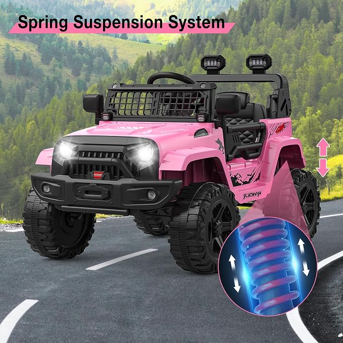 12V Kids Electric Ride On Truck Car w/Parent Remote Control, Spring Suspension - Image 8