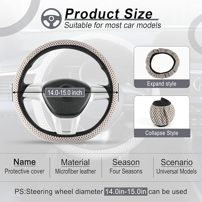 alpmosn Elastic Stretch Steering Wheel Cover, Breathable Microfiber Ice Silk - Image 2