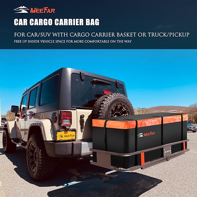 MeeFar Hitch Mount Cargo Carrier Bag Soft Shell 100% Waterproof 15 Cubic Feet - Image 2