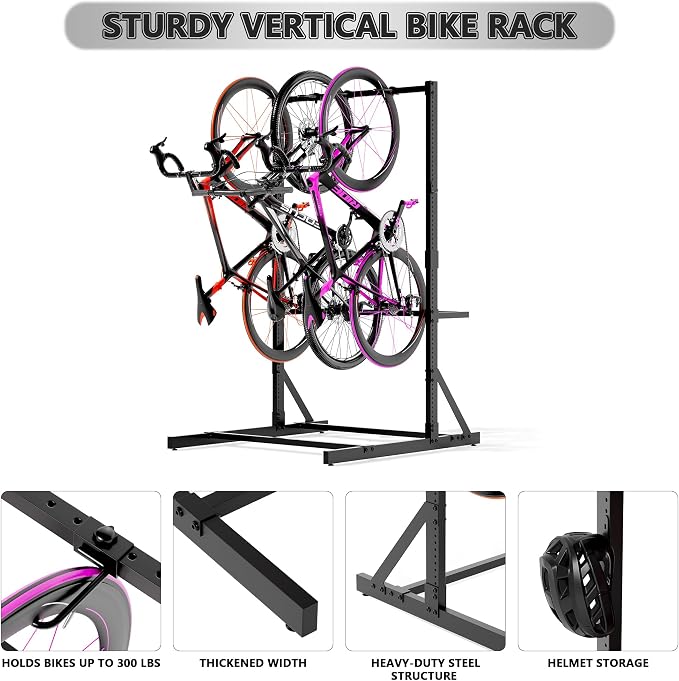 Freestanding Bike Rack for Garage Stroage, 300 Lbs 5 Bikes Storage Rack Steel - Image 3