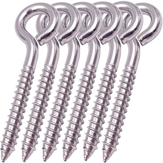 6-Pack 304 Stainless Steel Screw Eyes 3.2", Heavy Duty Screw in Eye Hooks Ring - Image 8