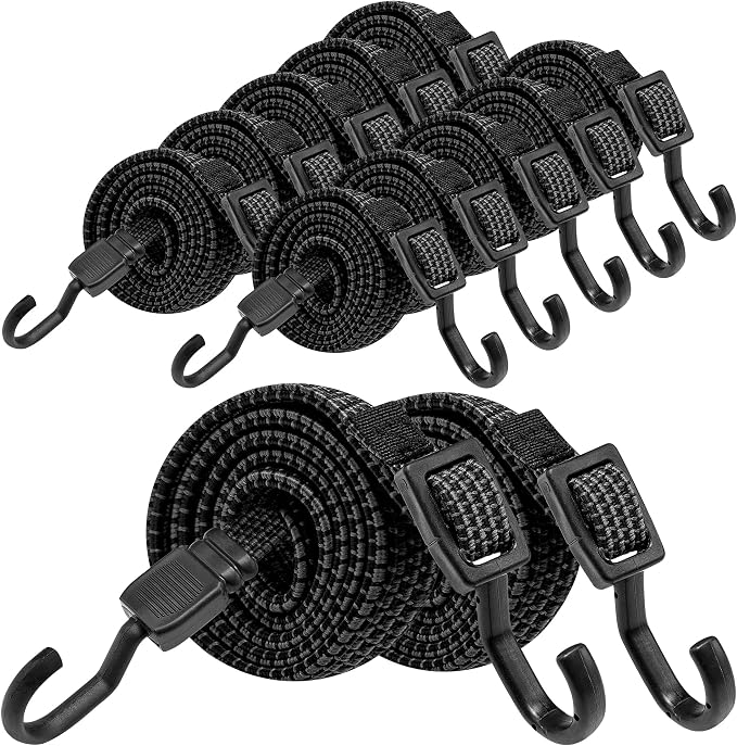 Bungee Cords with Hooks, 40 Inch Flat Adjustable Bungee Cords with Hooks Heavy by Rugtol