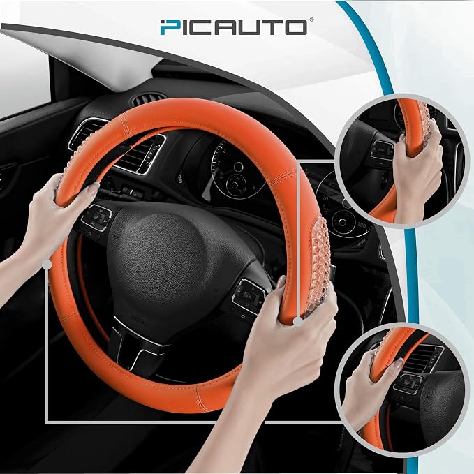 PIC AUTO Gel Particles Steering Wheel Cover, Universal Fit 14.5"-15.5" - Image 4