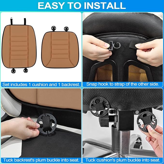 MYFAMIREA Car Seat Cushion and Back Support Pillow 1.2'' Thick Memory Foam Desk - Image 4