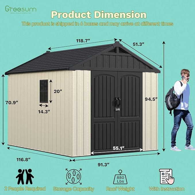 Greesum 8×10 FT Plastic Outdoor Storage Shed - Image 4