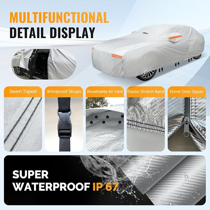 30 Layers Car Cover for Automobiles All Weather Waterproof, Outdoor Snowproof - Image 5