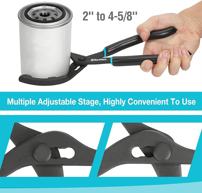 DURATECH 2-Piece 12 Inch Oil Filter Pliers & 3 Jaw Adjustable Oil Filter - Image 3