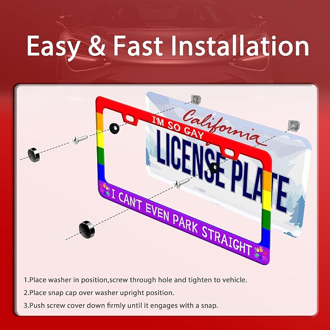 Gay License Plate Frame I'm so Gay I Can't Even Park Straight LGBT Funny - Image 3