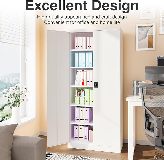 White Metal Storage Cabinet - Image 2