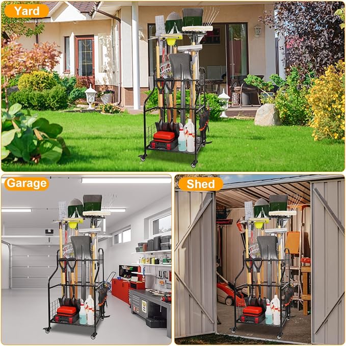 FZK Garden Tool Organizer, Heavy Duty Steel Yard Tool Organizer - Image 7
