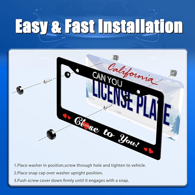 Funny License Plate Frame Can You Close to You License Plate Stainless Steel - Image 3
