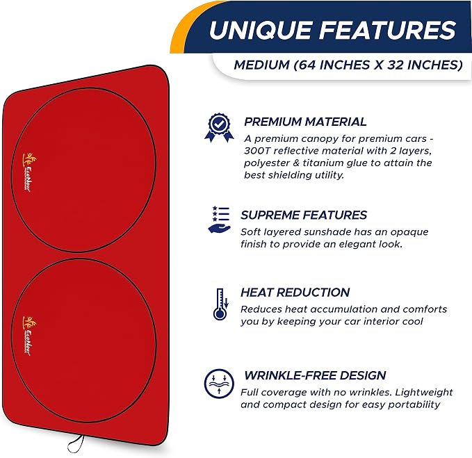 EcoNour Windshield Sun Shade Premium | Sunshade Protects Car Interior | Car Sun - Image 7