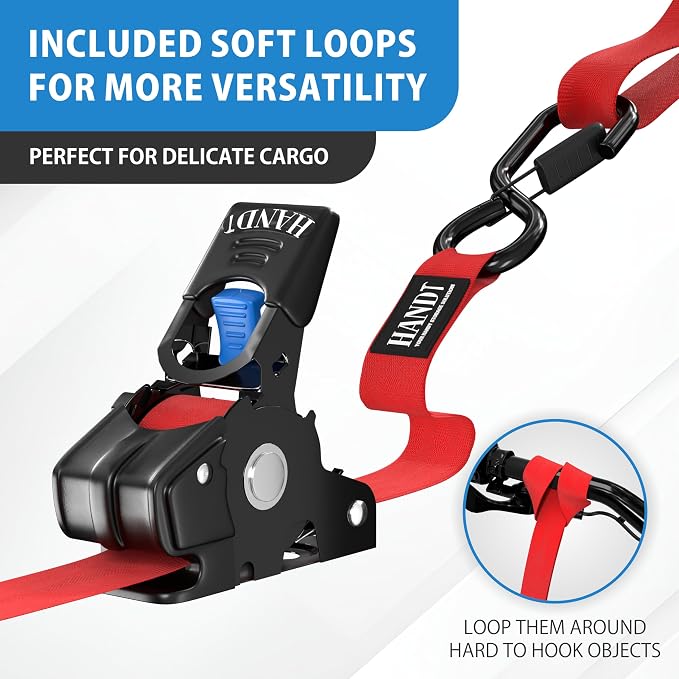 HandT USA Based Retractable Ratchet Straps 1in x 6ft - Image 5