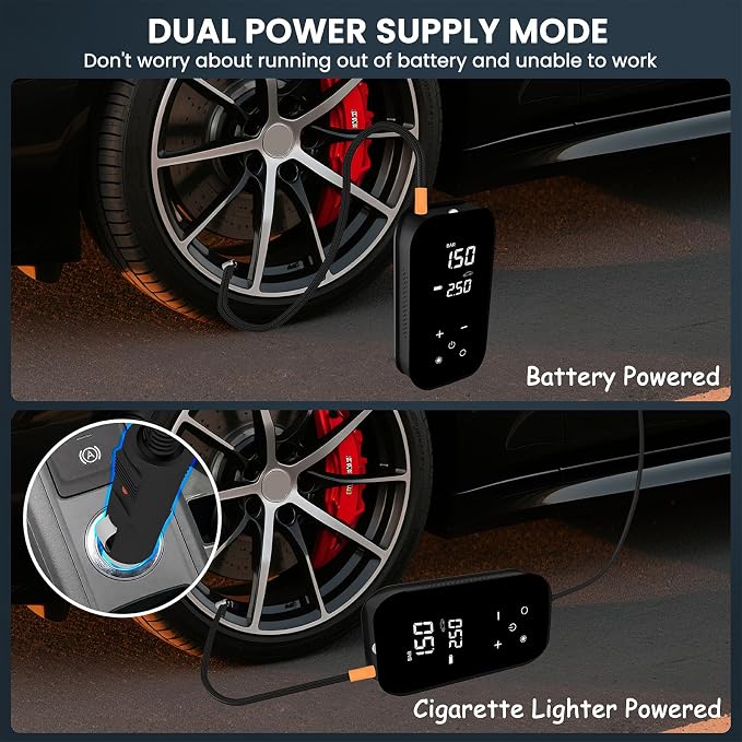 Tire Inflator Portable Air Compressor, 6X Faster 150 PSI 12000mAh Battery Air - Image 2